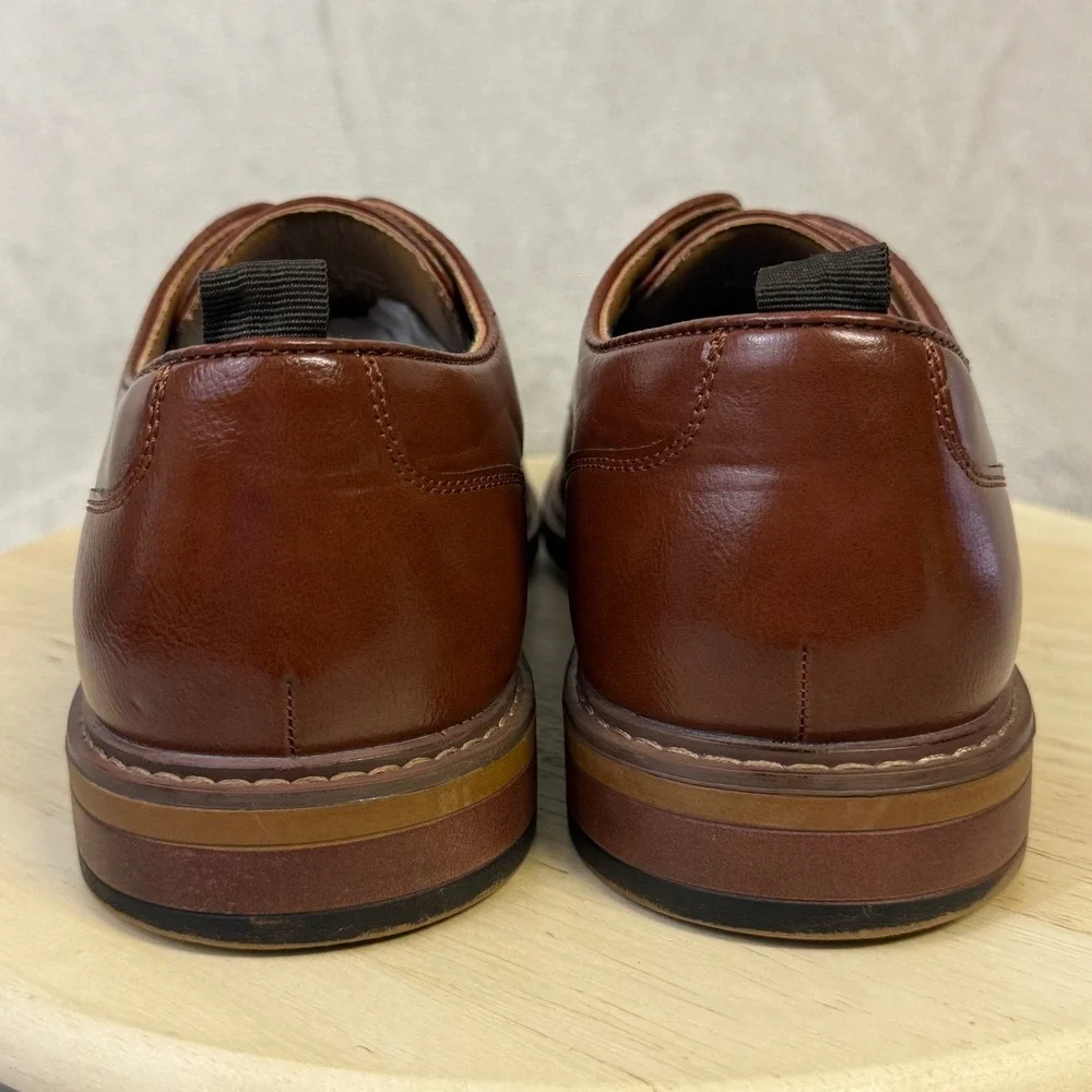 Madden Mens Brown Leather Derby Shoes Lace Up Dress Ortholite Cognac US 13